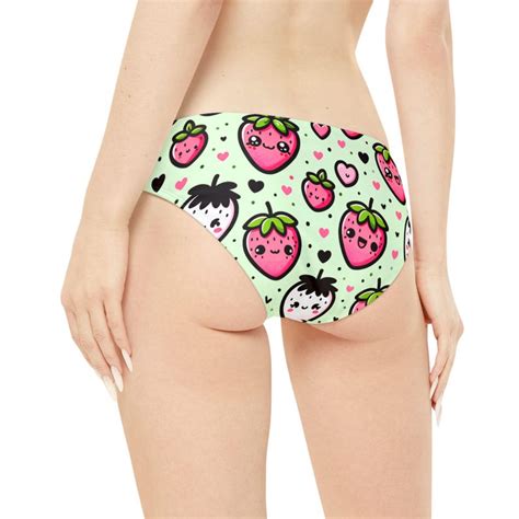 Anime Strawberry Bikini Set Kawaii Swimsuit Fruit Print Swimwear Cute Summer Beachwear