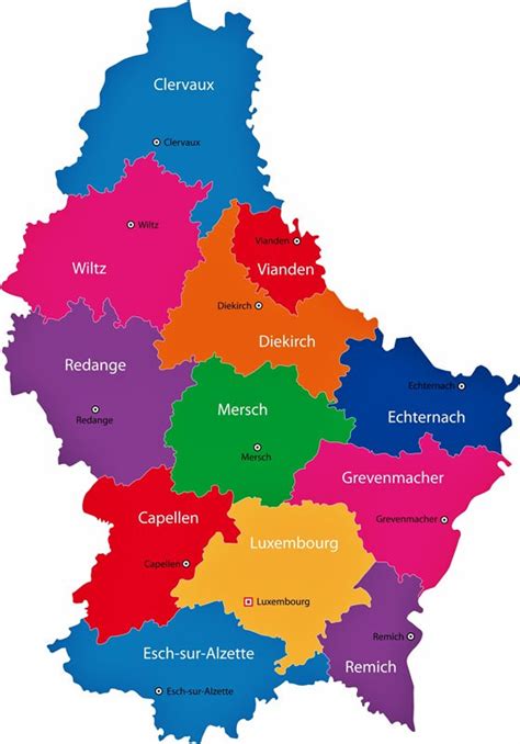 Mapa De Regiones Y Provincias De Luxemburgo