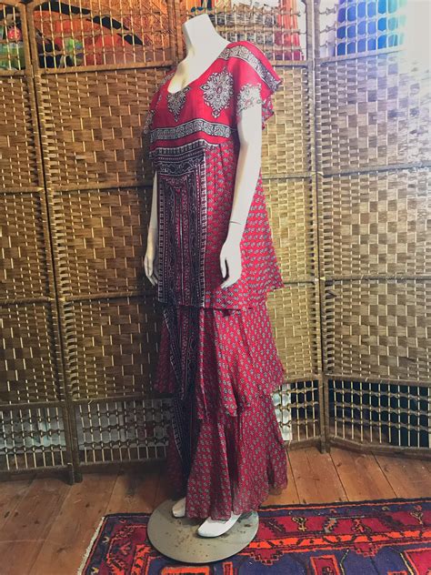 Vintage 70s Ayesha Davar Maxi Long Gauze Dress Very Rare Size Etsy