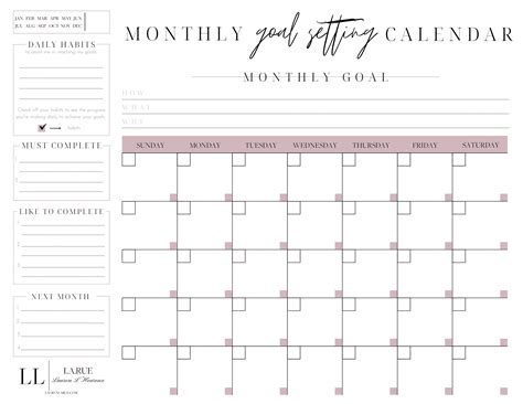 Printable Monthly Goals Template The Monthly Goal Calendar Freebie