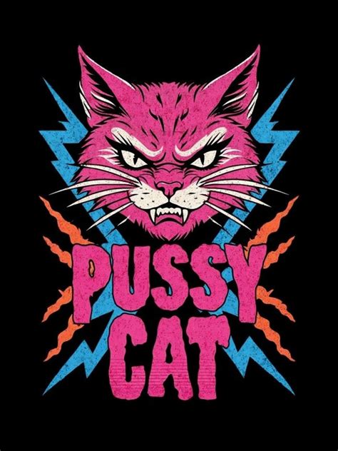 Fierce Sassy Cat Head With Bold PUSSY CAT Design T Shirt Playground
