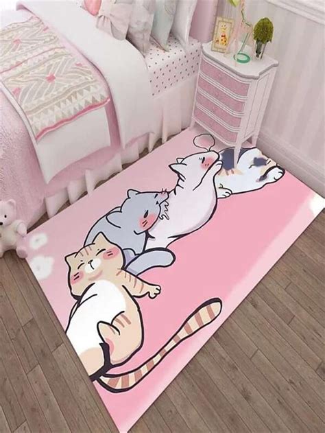 Pieza Alfombra Con Patr N De Gato De Dibujos Animados Moda De Mujer