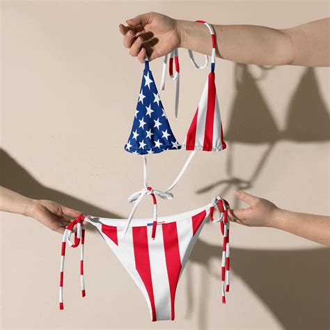 Stars And Stripes String Bikini Patriotic Bikini Independence Two Piece Bikini America