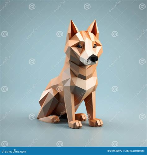A Low Poly Dog Sitting On A Blue Background Stock Illustration