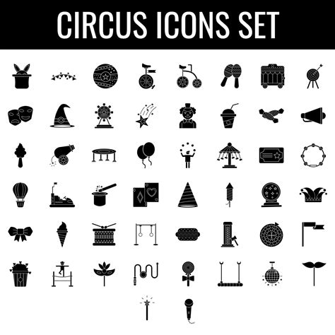 Bw Illustration Of Circus Icon Set On White Background 23078499 Vector