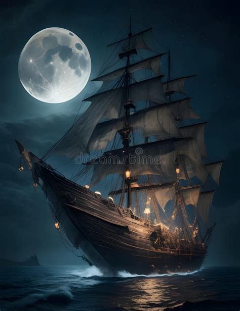 Ancient Pirate Ship On Transparent Background Stock Illustration