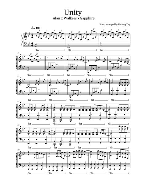 Unity Alan Walker Unity Sheet Music For Piano Solo