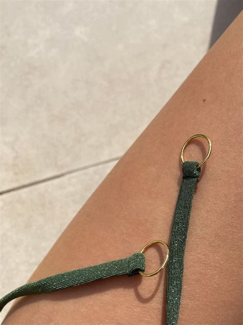 Green Lurex Cheeky Gold Bikini Swimsuit Triangle Top And Ruched Bottom Etsy