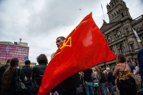 Man Seen Holding Communist Flag During Editorial Stock Photo - Stock ...