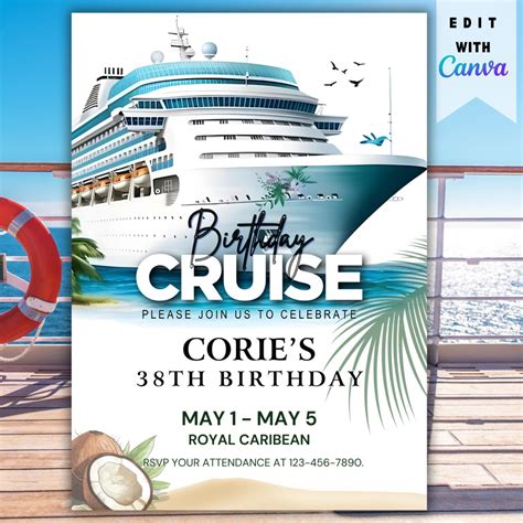 Cruise Invite, Cruise Ship Invite, Cruise Birthday Invite, Cruise ...