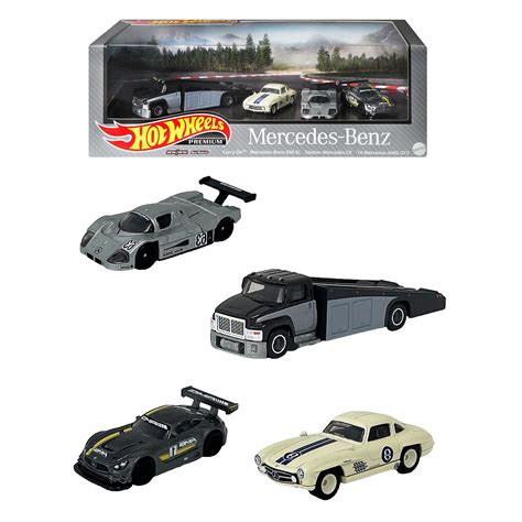 Set Masinute Hot Wheels Mercedes Premium Platforma Carry On Mercedes Benz Sl Sauber