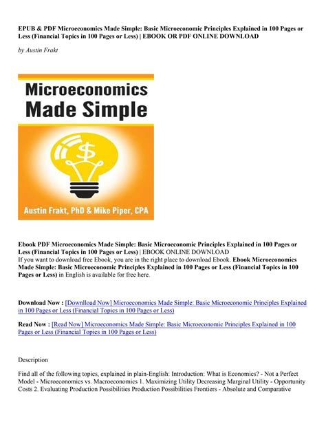 Pdf Epub Microeconomics Made Simple Basic Microeconomic Principles