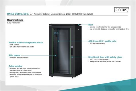 Digitus Professional Unique Serie 26HE Serverschrank Glastür schwarz