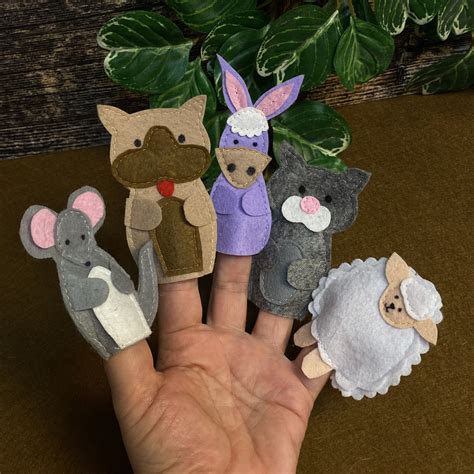 Felt farm animal finger puppet set educational montessori inspired toys