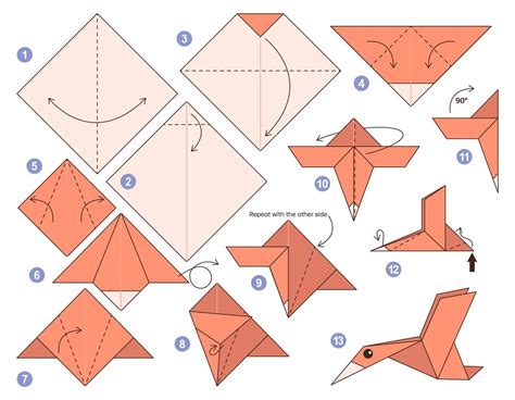 tutorial de esquema de origami pelícano modelo en movimiento