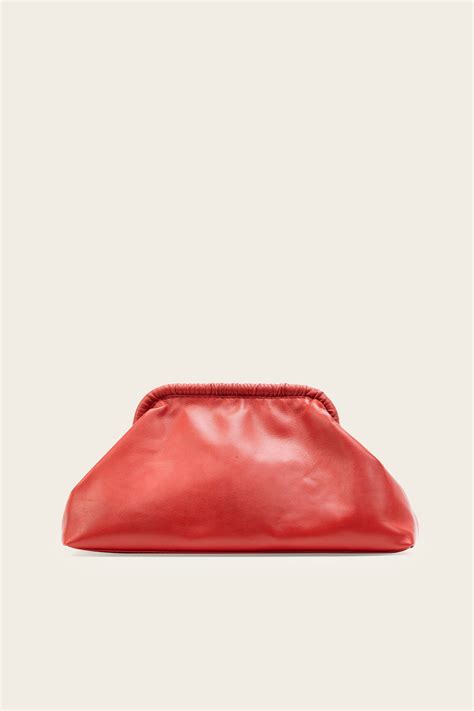 Slouch Leather Clutch In Red