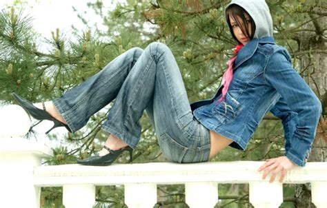 Wallpaper girl jeans brunette hood Met Art Alisa B for mobile and desktop section девушки