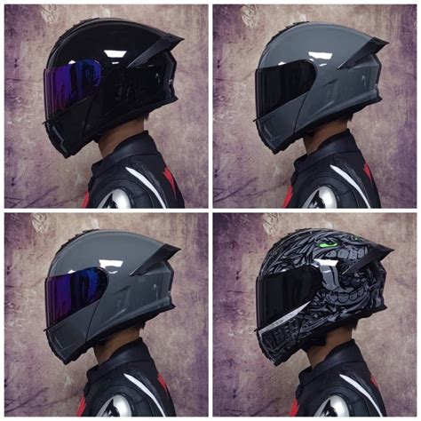 ORZ motorbike modular helmet with double visor and DOT certification ...