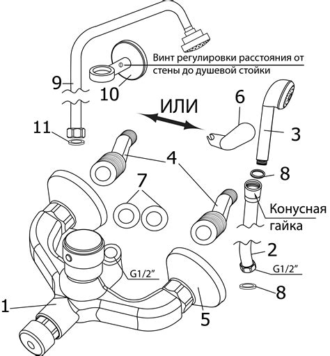 Смеситель порционный для душа с жесткой душевой стойкой