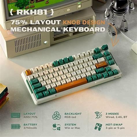 Royal Kludge Rkh Rgb Wireless Hot Swap Gasket Mechanical Keyboard Fully Lubed All White