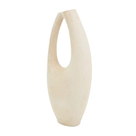 Litton Lane 18 In Beige Abstract Curved Paper Mache Decorative Vase