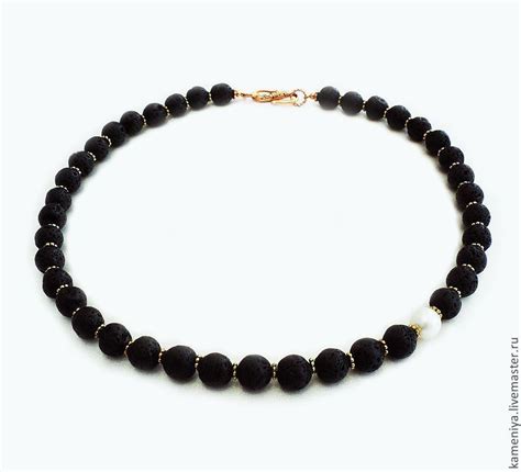 Бусы из вулканической лавы и жемчуга купить в интернет-магазине Ярмарка ...