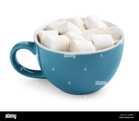 Tasty Hot Chocolate With Marshmallows Isolated On White Stock Photo Alamy