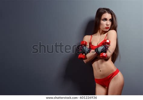 Sexy Brunette Having Gym Time Dumbbells Stock Photo Shutterstock