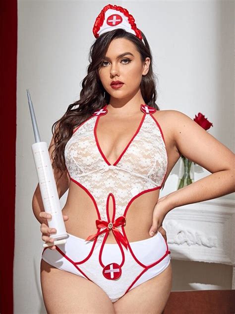 New Plus Size Lingerie Sexy Lace Sleepwear Lingerie Cosplay Temptation Nurse Sexy Costume Maid