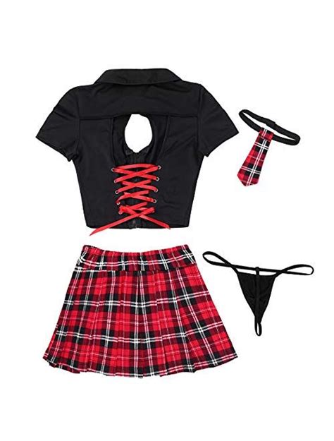 Buy YOOJOO Women Sexy Lingerie Naughty School Girl Uniform Student Plaid Outfit Fancy Dress