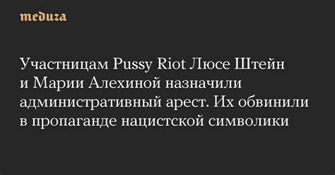 Участницам Pussy Riot Люсе Штейн и Марии Алехиной назначили административный арест Их обвинили
