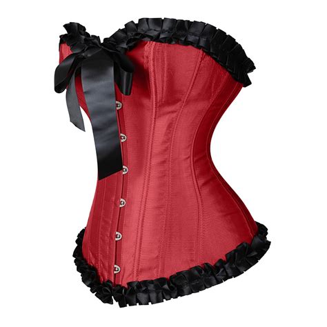 Chcnhac Renaissance Corset For Women Sexy Satin Lace Corset Lingerie Floral Pleated Trim Tummy