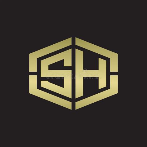 Sh Monogram Logo With Hexagon Shape And Line Rounded Style Design