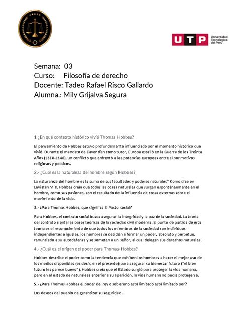 Filosofía De Derecho Semana 03 Semana 03 Curso Filosofía De Derecho Docente Tadeo Rafael