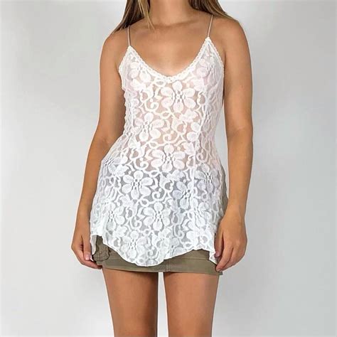 Vintage Lingerie Top Sheer Non Adjustable Straps Depop