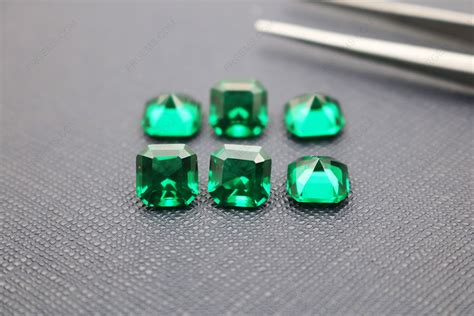 Loose Nano Crystal Dark Emerald Green Color 111 Asscher Cut 8x8mm Gemstones Img 5499 Loose