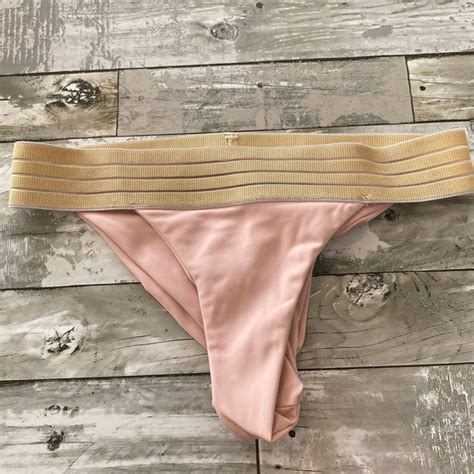 Beach Bunny Swim Beach Bunny Pink Cinch Bikini Bottoms With Gold