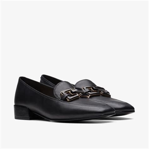 Womens Seren 30 Easy Black Leather Shoes Loafers Slip Ons Clarks Outlet