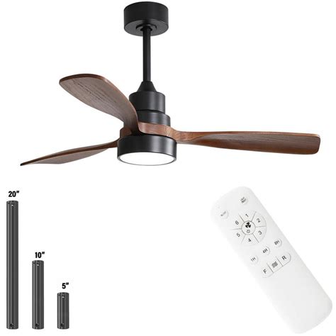 Sofucor 48 In Led Indooroutdoor Wood Black Ceiling Fan With Light And