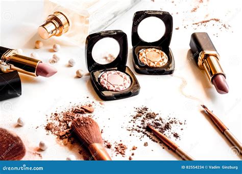 Crushed Decorative Cosmetics Nude On White Background Close Up Stock Photo Image Of Group