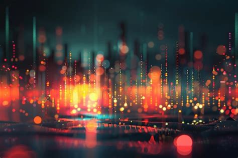 Premium Photo Abstract Glowing Big Data Chart On Blurry City Backdrop