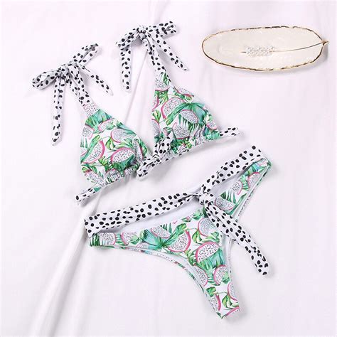 Patchwork Bikini Brazilian Biquinis Feminino Swimsuit Dot Print Bikini Set Bathing Suit Women