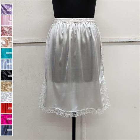 Satin Lacey Half Slip Customized Underskirt With Slit Petticoat Lingerie XS To XL Size
