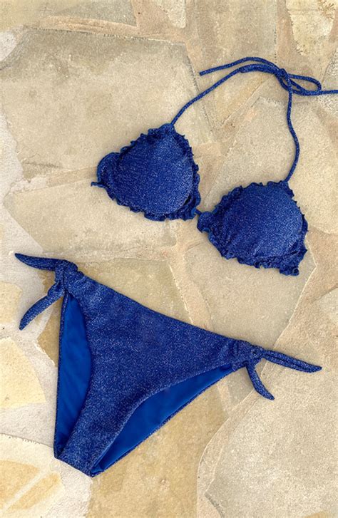 Lurex Bikini Top Triangle Kobalt Fashionmusthaves Nl