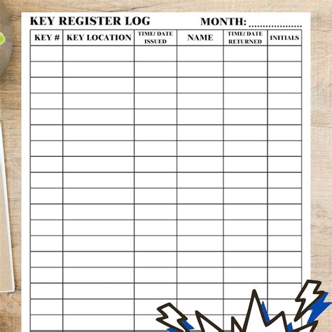 key control log book etsy