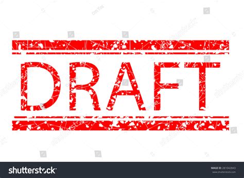 rubber stamp draft isolated white stock vector royalty