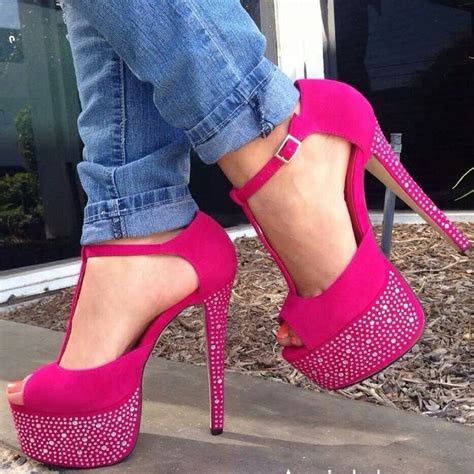 Hot Pink Heels Sparkly High Heels Stunning Shoes Heels