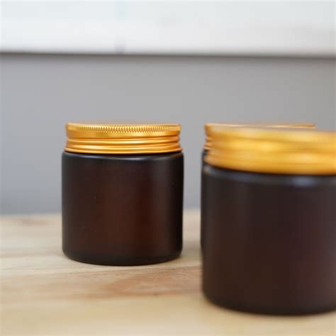 Банка из темного матового стекла 4 oz (120 ml) с крышкой золотой ...