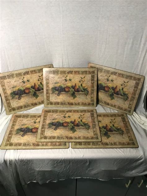 6 Pimpernel Tuscan Palette Fruit Placemats Cork Back England Ebay