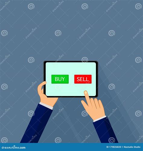 Trading on Mobile. Buy or Sell Flat Design Stock Vector - Illustration